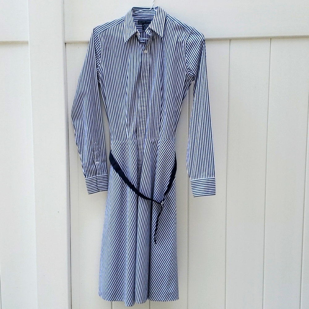 Polo Ralph Lauren striped shirt dress navy white stripes, sz 2